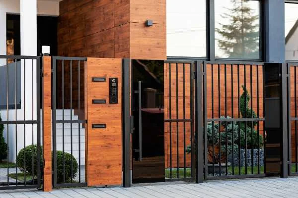 Portón eléctrico en una propiedad residencial